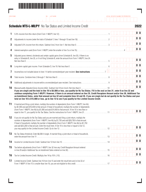 Schedule NTS-L-NR/PY 2022 Printable Pdf