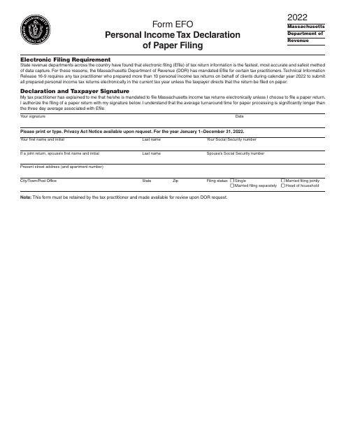 Form EFO 2022 Printable Pdf