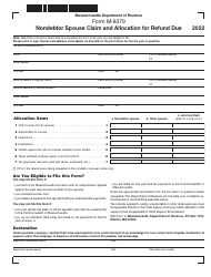 Document preview: Form M-8379 Nondebtor Spouse Claim and Allocation for Refund Due - Massachusetts, 2022