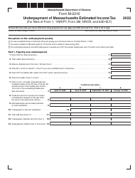 Form M-2210 Underpayment of Massachusetts Estimated Income Tax (For Filers of Form 1, 1-nr/Py, Form 3m, Nrcr, and 63d-Elt) - Massachusetts
