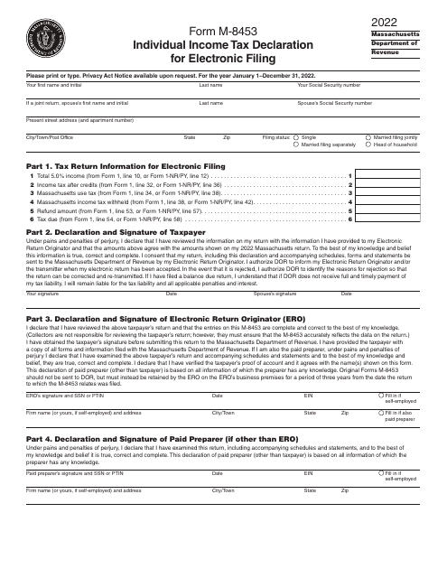 Form M-8453 2022 Printable Pdf