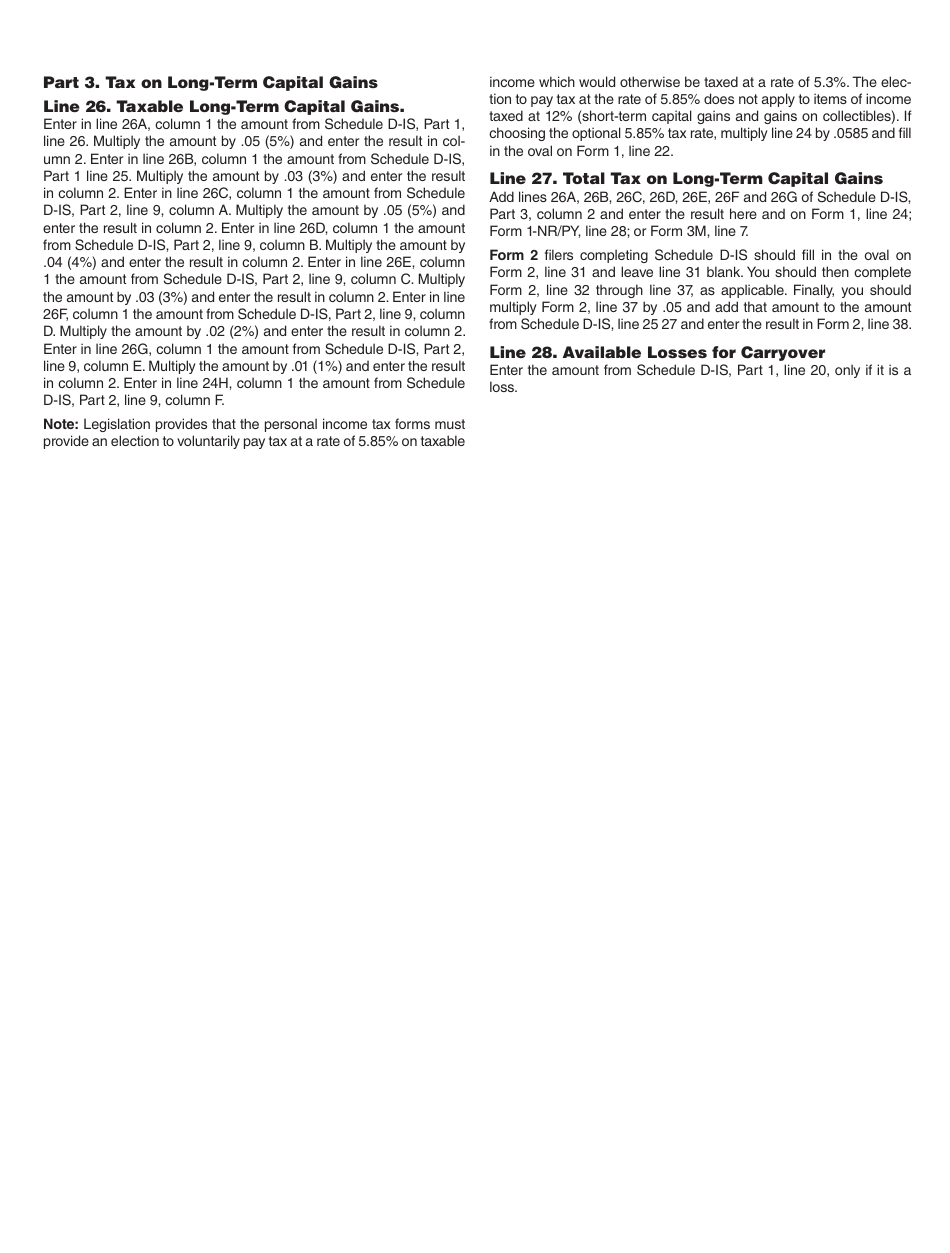 Instructions for Schedule D-IS Long-Term Capital Gains and Losses Excluding Collectibles - Massachusetts, Page 4