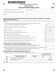 Schedule EC Solar and Wind Energy Credit - Massachusetts