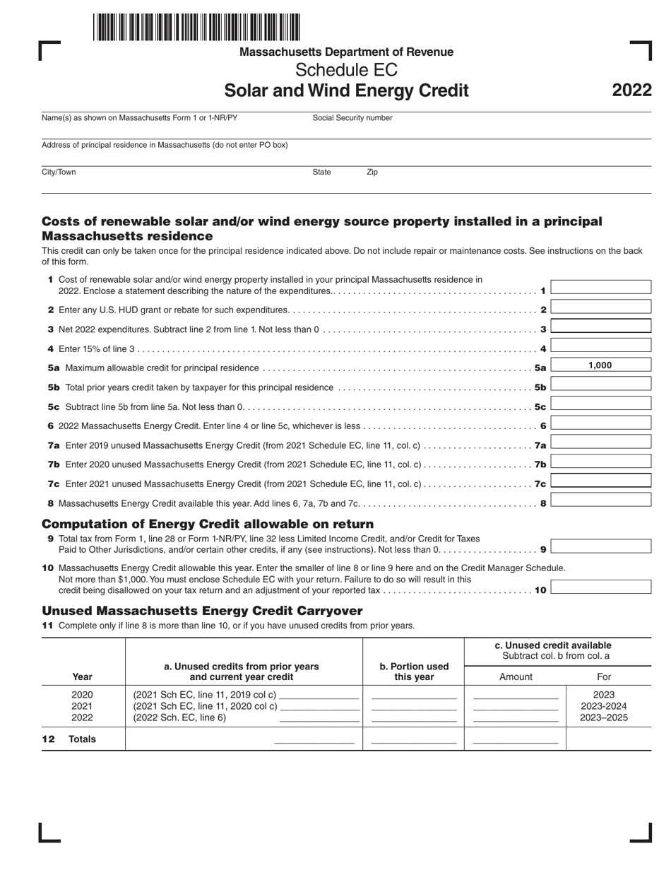 Schedule EC Solar and Wind Energy Credit - Massachusetts, Page 1