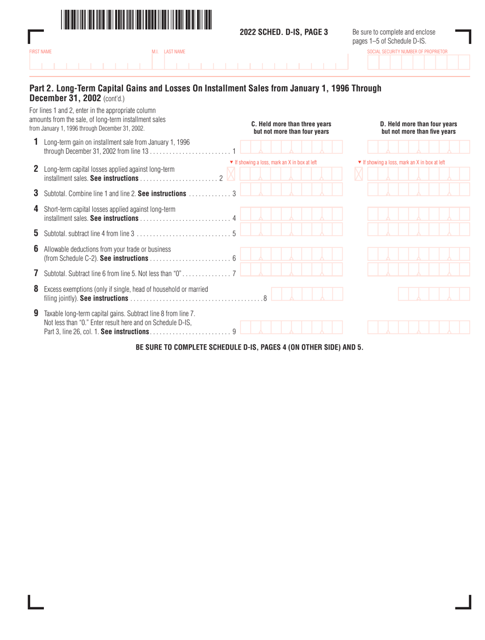 Schedule D-IS Long-Term Capital Gains and Losses Excluding Collectibles - Massachusetts, Page 3