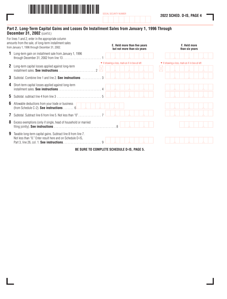 Schedule D-IS Long-Term Capital Gains and Losses Excluding Collectibles - Massachusetts, Page 4