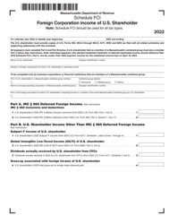 Schedule FCI Foreign Corporation Income of U.S. Shareholder - Massachusetts