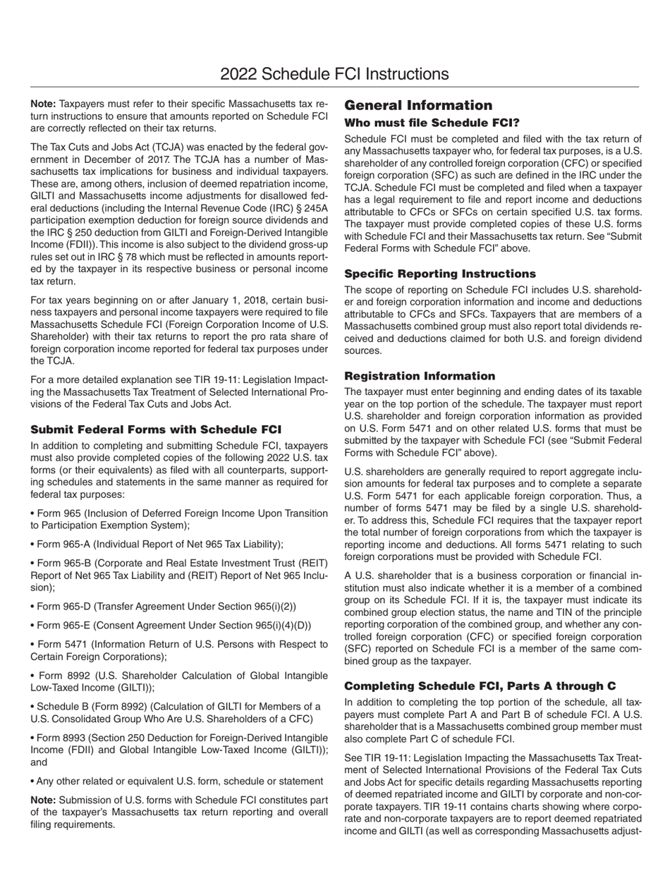 Schedule FCI Foreign Corporation Income of U.S. Shareholder - Massachusetts, Page 3