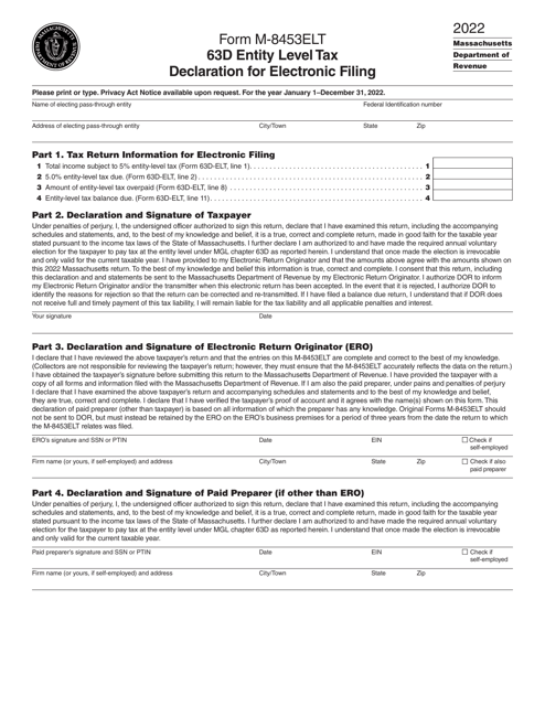 Form M-8453ELT 2022 Printable Pdf
