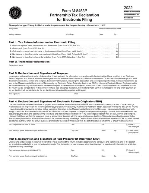 Form M-8453P 2022 Printable Pdf