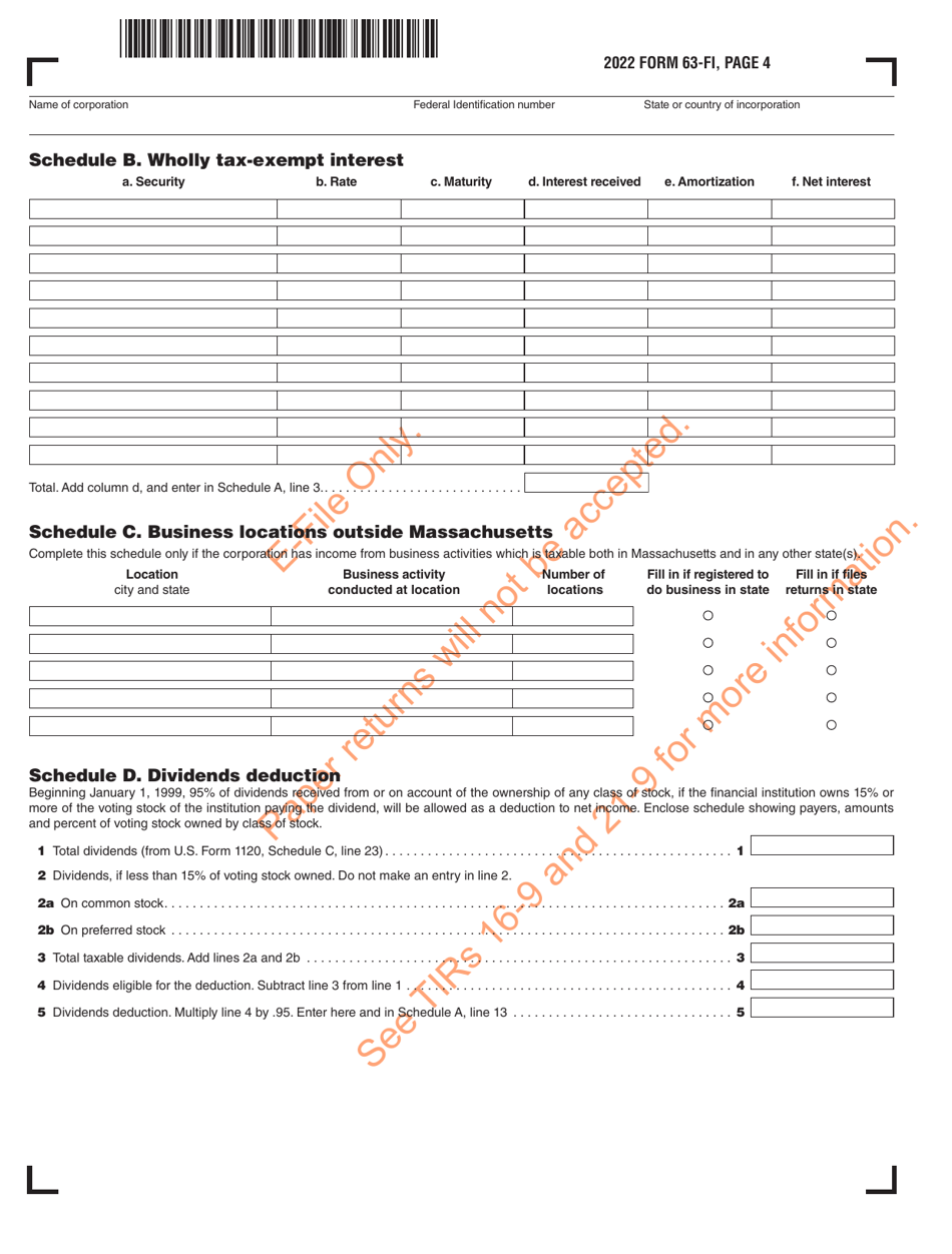 Form 63-FI Financial Institution Excise Return - Massachusetts, Page 5