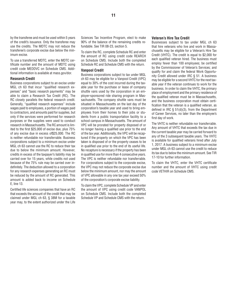 Instructions for Form 63-20P Premium Excise Return for Life Insurance Companies - Massachusetts, Page 11