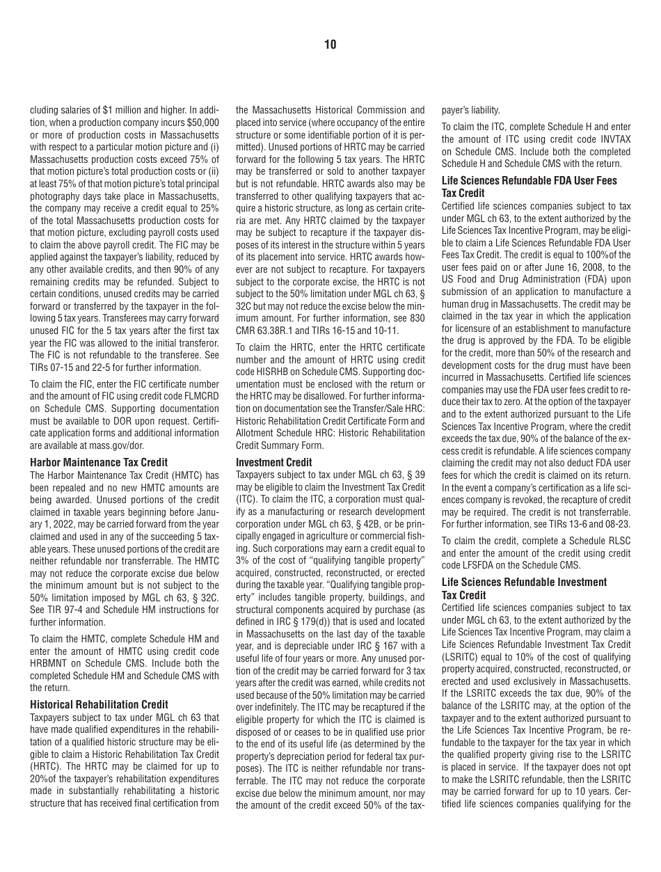 Instructions for Form 63-23P Premium Excise Return for Insurance Companies - Massachusetts, Page 10