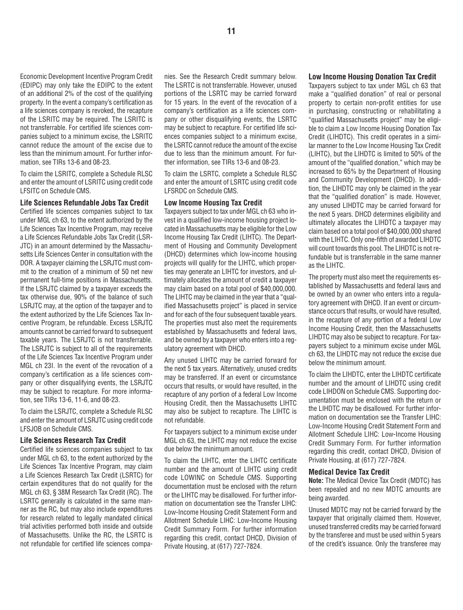 Instructions for Form 63-23P Premium Excise Return for Insurance Companies - Massachusetts, Page 11