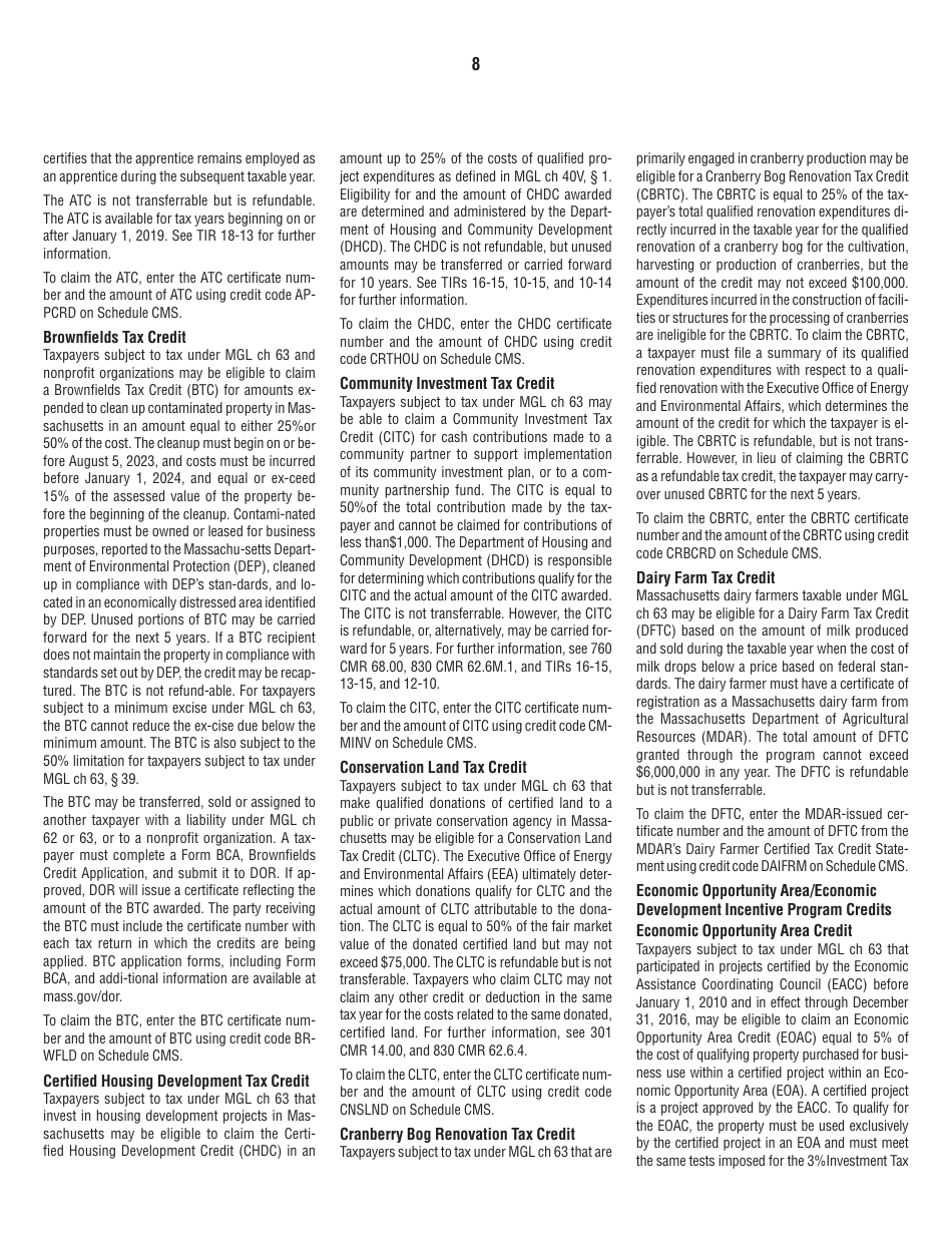 Instructions for Form 63-23P Premium Excise Return for Insurance Companies - Massachusetts, Page 8