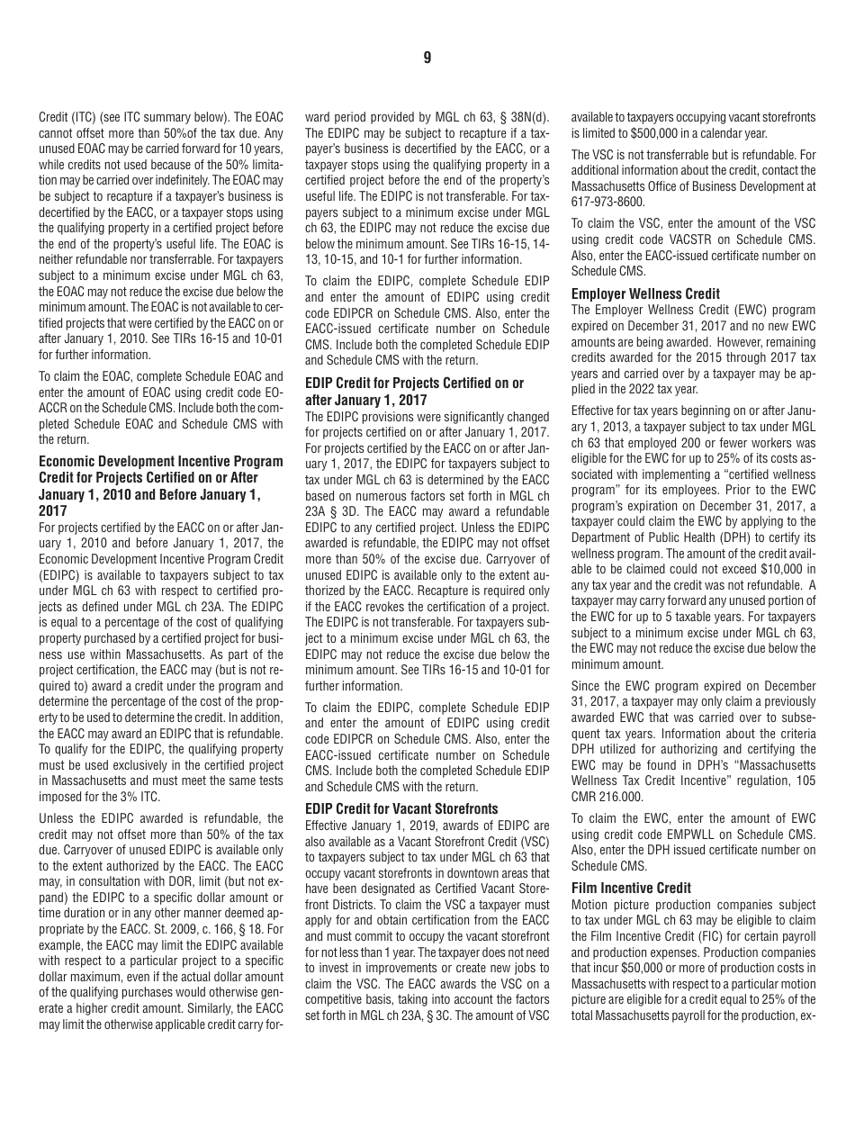 Instructions for Form 63-23P Premium Excise Return for Insurance Companies - Massachusetts, Page 9