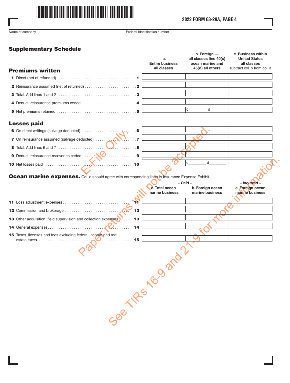 Form 63-29A Ocean Marine Profits Tax Return - Massachusetts, Page 5