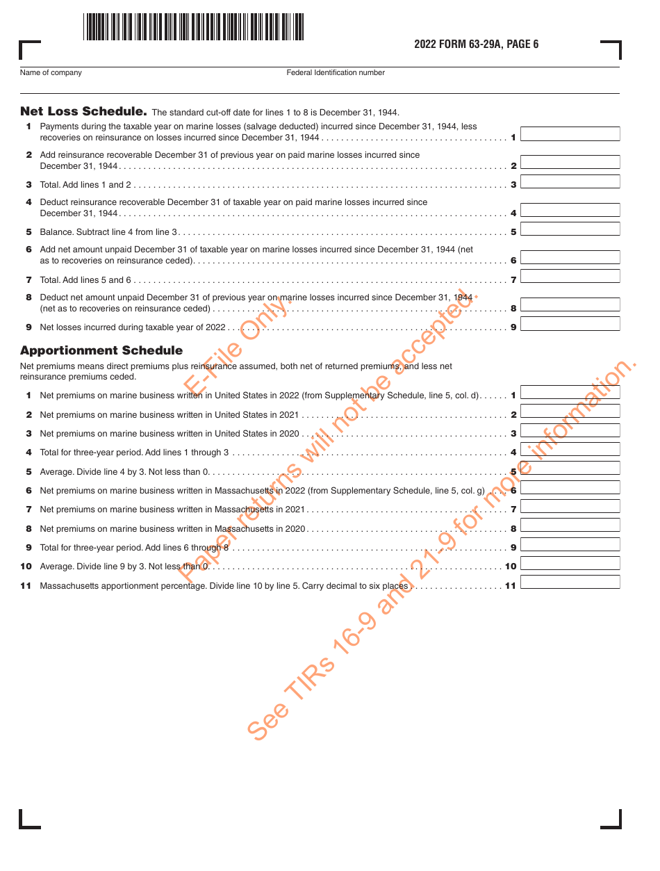 Form 63-29A Ocean Marine Profits Tax Return - Massachusetts, Page 7