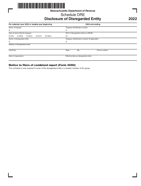 Schedule DRE 2022 Printable Pdf