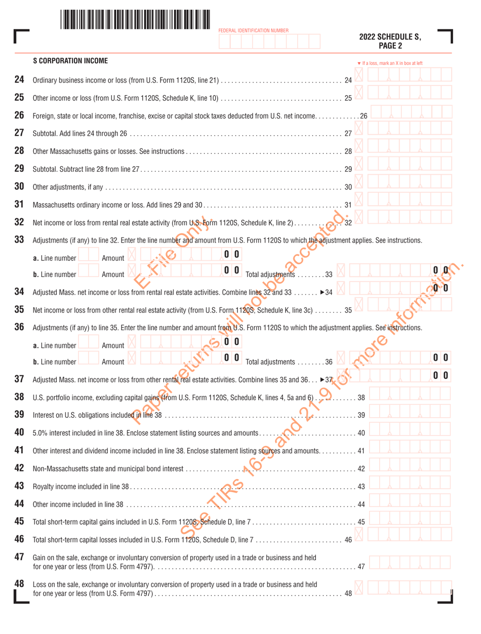 Schedule S S Corporation Distributive Income - Massachusetts, Page 3