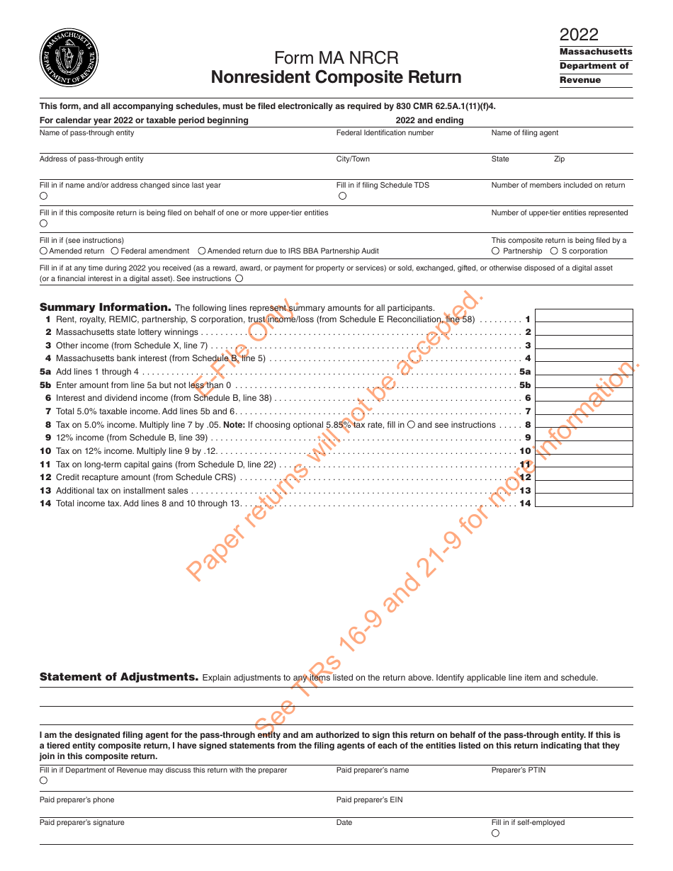 Form MA NRCR Nonresident Composite Return - Massachusetts, Page 2
