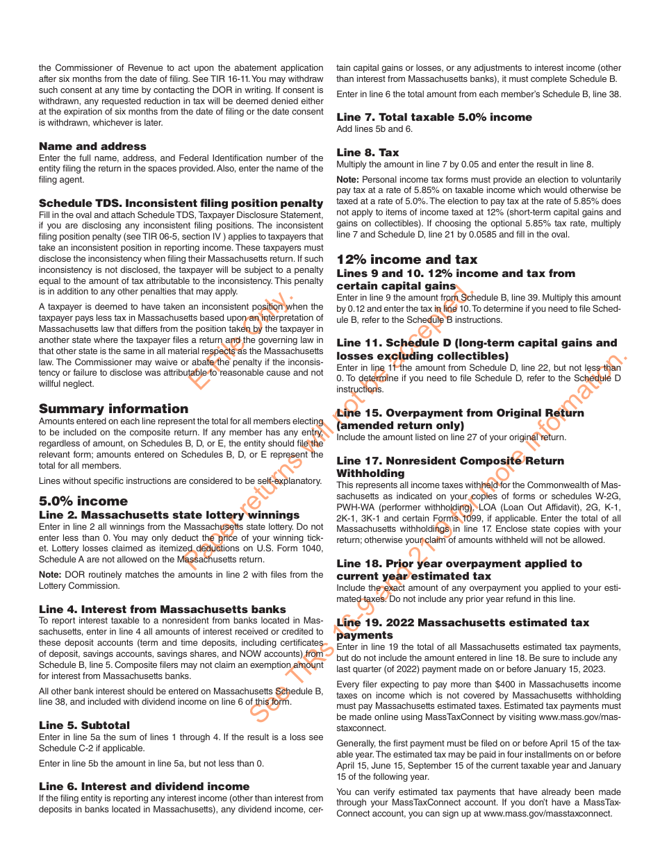 Form MA NRCR Nonresident Composite Return - Massachusetts, Page 5