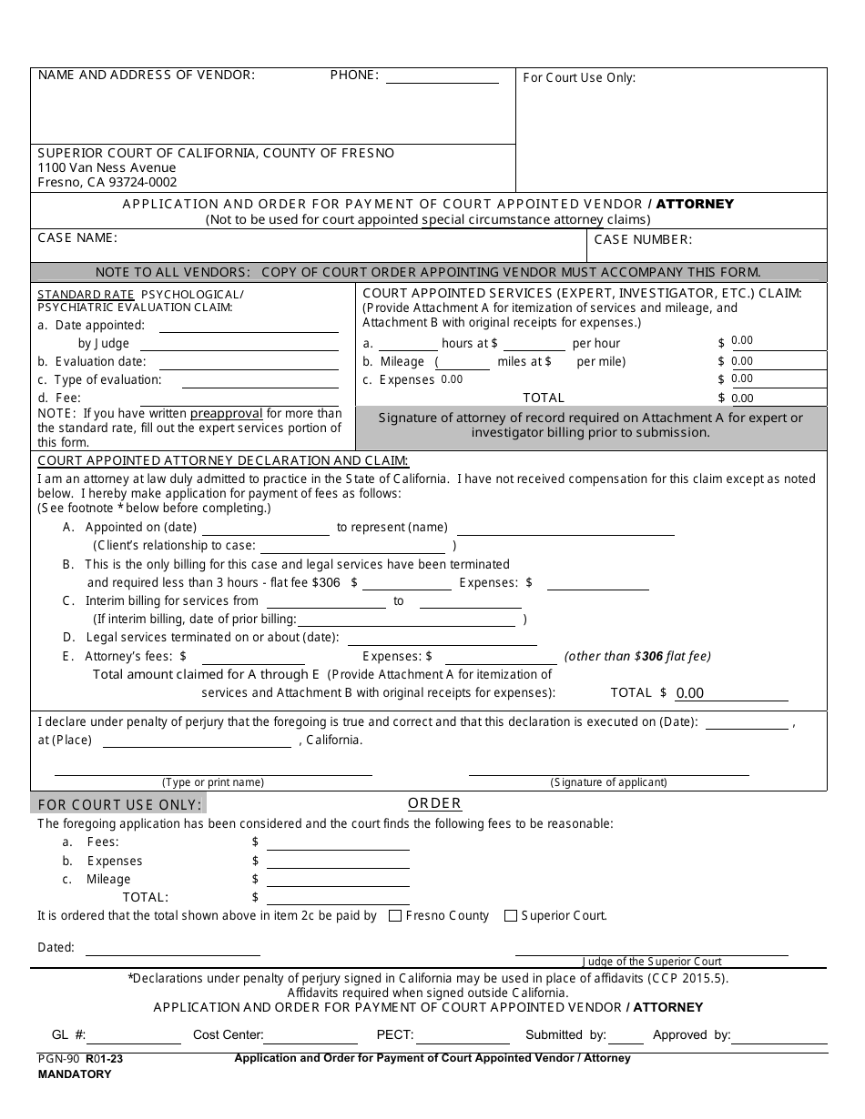 Form PGN 90 Download Fillable PDF or Fill Online Application and Order