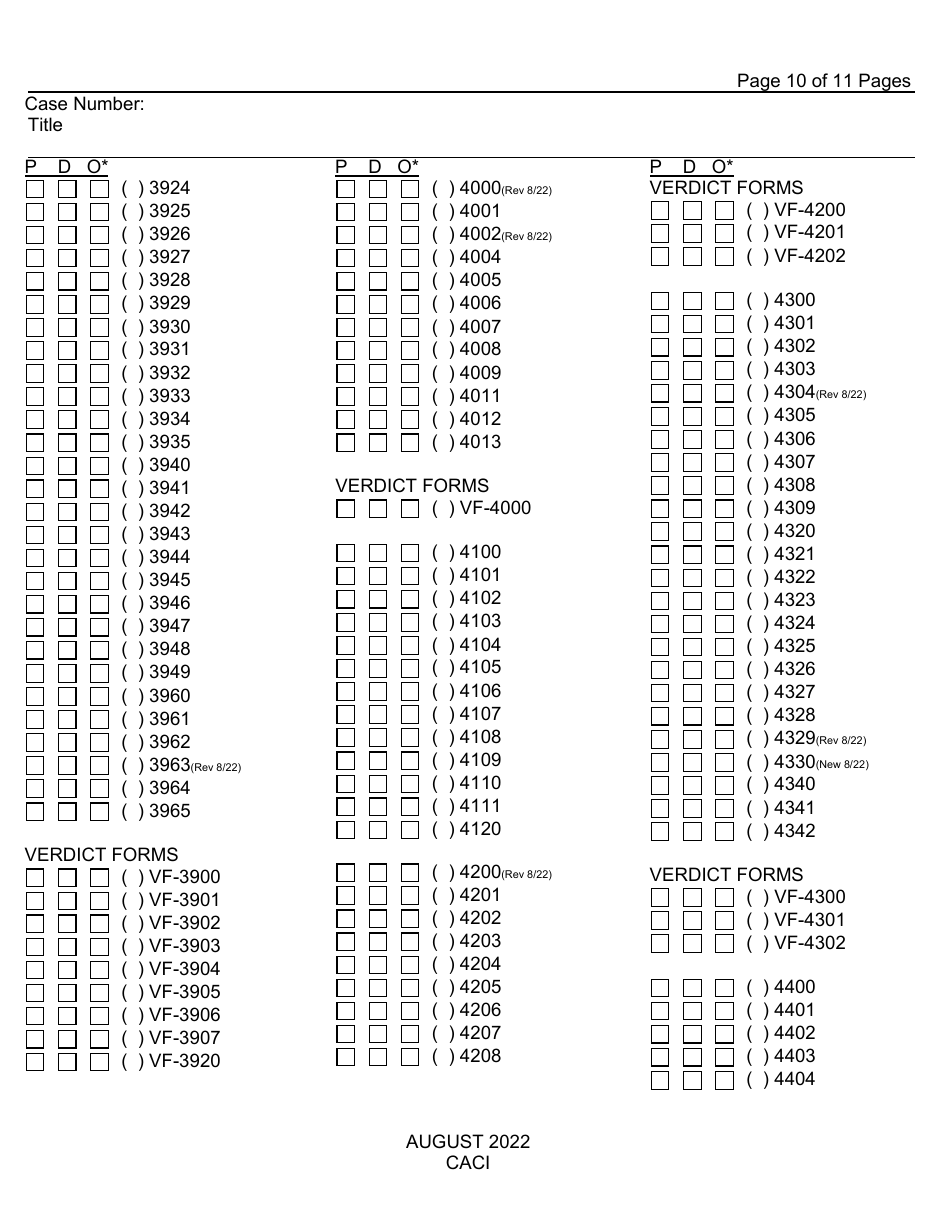 Form CACI Request for Jury Instructions (Caci) - County of Fresno, California, Page 10