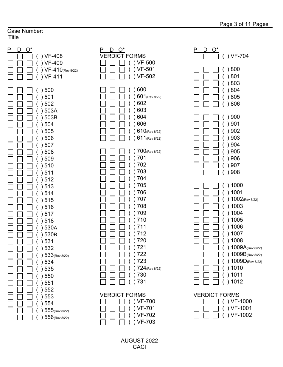Form CACI Request for Jury Instructions (Caci) - County of Fresno, California, Page 3