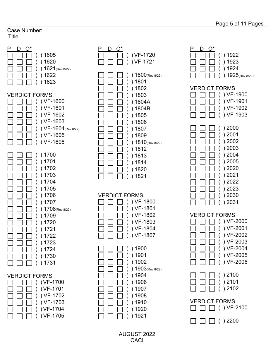 Form CACI Request for Jury Instructions (Caci) - County of Fresno, California, Page 5
