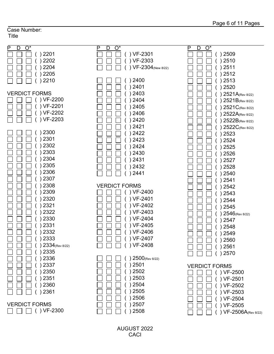 Form CACI Request for Jury Instructions (Caci) - County of Fresno, California, Page 6