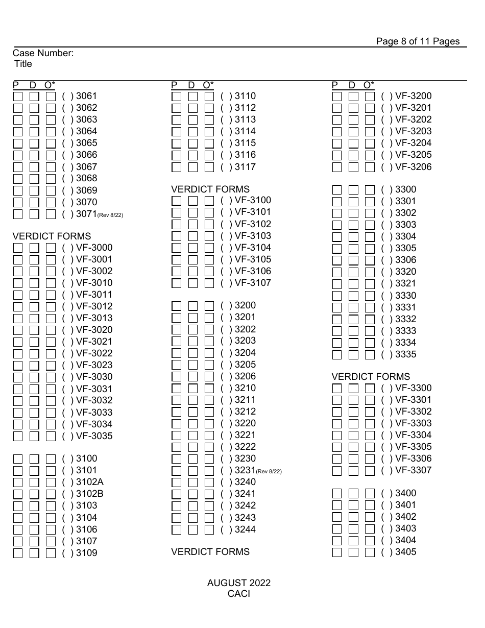 Form CACI Request for Jury Instructions (Caci) - County of Fresno, California, Page 8