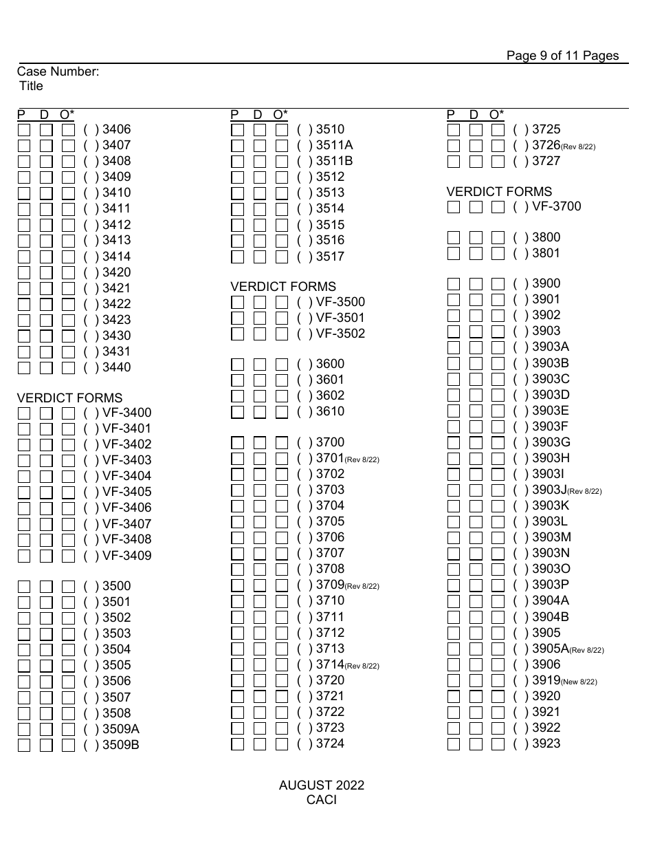 Form CACI Request for Jury Instructions (Caci) - County of Fresno, California, Page 9