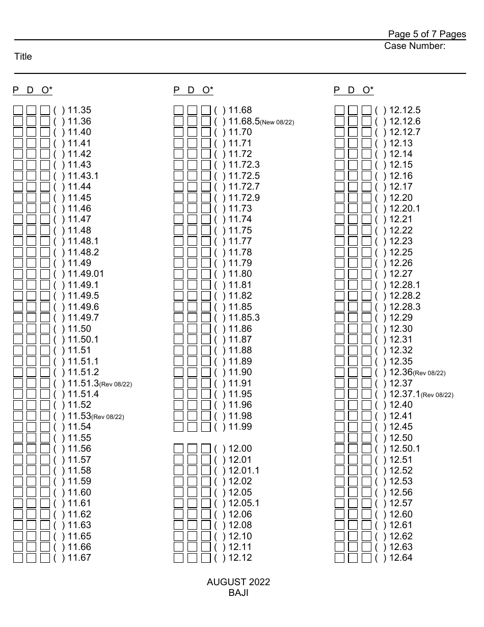 Form BAJI - Fill Out, Sign Online and Download Printable PDF, County of ...