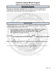 California Judicial Mentor Program Application - County of Fresno, California, Page 2
