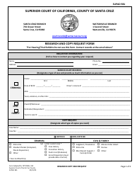 Form SUPAD981 Research and Copy Request Form - Santa Cruz County, California