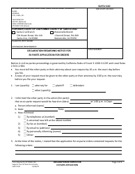 Document preview: Form SUPCV420 Declaration Regarding Notice for Ex Parte Application for Orders - Santa Cruz County, California