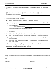 Form SUPCV420 Declaration Regarding Notice for Ex Parte Application for Orders - Santa Cruz County, California, Page 2