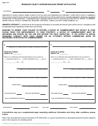 Uniform Building Permit Application - Broward County, Florida, Page 2