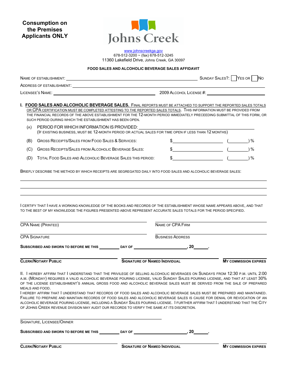 Form R151 Alcoholic Beverage License Renewal - City of Johns Creek, Georgia (United States), Page 4
