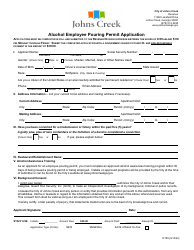 Form R156 Alcohol Employee Pouring Permit Application - City of Johns Creek, Georgia (United States)