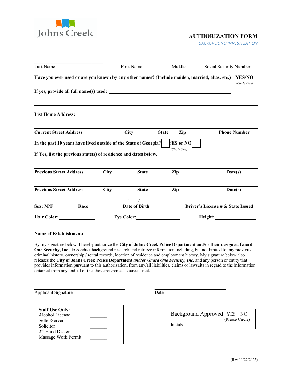 Form R156 Alcohol Employee Pouring Permit Application - City of Johns Creek, Georgia (United States), Page 4