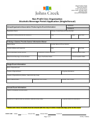 Form R155 Non-profit Civic Organization Alcoholic Beverage Permit Application (Single/Annual) - City of Johns Creek, Georgia (United States)