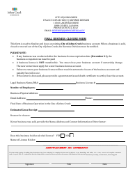 Document preview: Final Business Closure Form - City of Johns Creek, Georgia (United States)