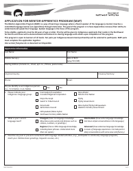 Form NWT9356 Application for Mentor-Apprentice Program (Map) - Northwest Territories, Canada