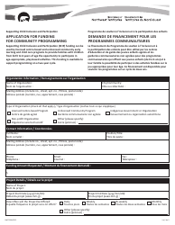 Form NWT9280 Application for Funding for Community Programming - Northwest Territories, Canada (English/French)
