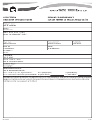 Form NWT4509 Application Order for Extended Hours - Northwest Territories, Canada (English/French)