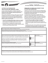 Document preview: Form NWT9368 Letter of Authorization Application and Renewal Form - Northwest Territories, Canada (English/French)