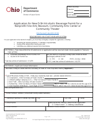 Document preview: Form DLC4113_D-5H (LIQ-18-0020) Application for New D-5h Alcoholic Beverage Permit for a Nonprofit Fine Arts Museum, Community Arts Center or Community Theater - Ohio