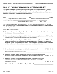 Document preview: Form AAP1 Request for Adoption Assistance Program Benefit - California